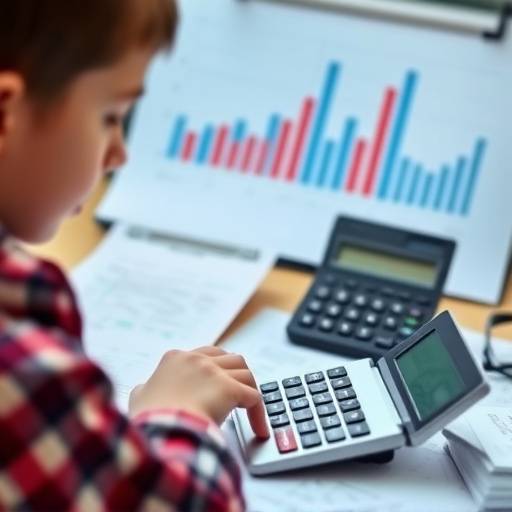 A person using a calculator and reviewing financial statements, representing financial literacy.
