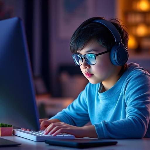 A student using a computer with assistive technology