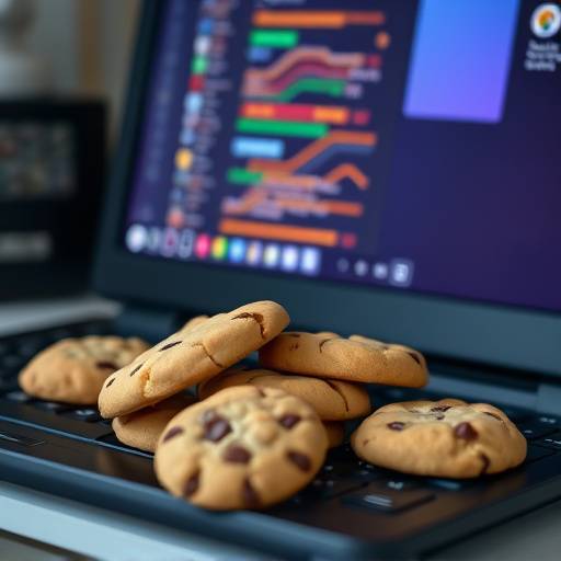 Illustration of cookies being placed on a computer